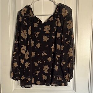 Floral Black and Tan Women's Top